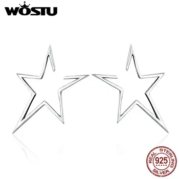 WOSTU Značky Autentické 925 Sterling Silver Minimalistický Star Light Stud Náušnice Pre Ženu Módne Šperky Bijoux Darček DXE107