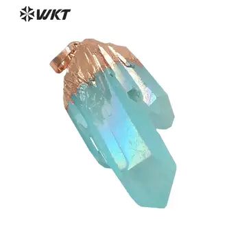 WT-P1610 Úžasné svetlo Aqua aura crystal prívesok ženy móda rose gold ducha quartz bod Aqua kameň prívesok v prírodných