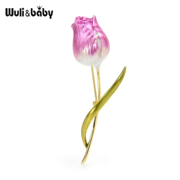 Wuli&baby Nový Smalt Tulipán Brošňa Pre Ženy Klasické Kvet Svadby Kancelárie Strany Brošňa Darov Kolíkmi