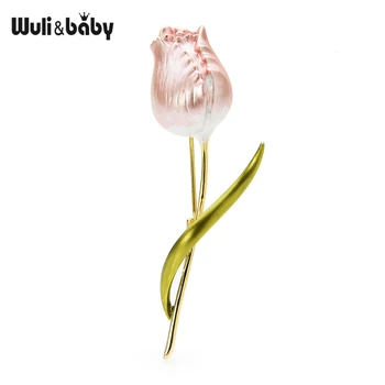 Wuli&baby Nový Smalt Tulipán Brošňa Pre Ženy Klasické Kvet Svadby Kancelárie Strany Brošňa Darov Kolíkmi