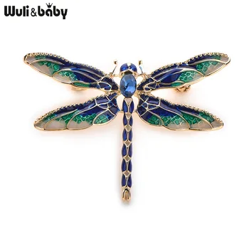 Wuli&Baby Zelená Fialová Smalt Dragonfly Hmyzu Brošňa Pre Ženy A Mužov Zliatiny Kovov, Hostiny, Svadby Brošne Darov Kolíkmi