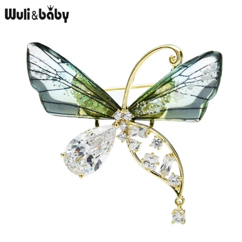 Wuli&baby českej Drahokamu Transparentné Motýľ Brošňa Pre Ženy Strany Úradu Hmyzu Brošňa Kolíky