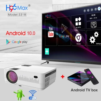 WZATCO HD 720P 150inch Prenosný Mini 3D LCD LED 4k Projektor Android 10.0 WIFI Nepovinné Domáce Kino Hra, Film Kino Proyector