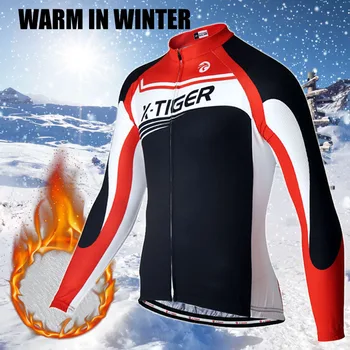 X-Tiger Zimné Thermal Fleece, Dlhý Cyklistický Dres Nastaviť Ropa Roupa De Ciclismo Invierno MTB Cyklistické Oblečenie na Bicykli Oblečenie Nosiť