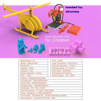 X1 Mini Detí Rodič-Dieťa Vzdelávania Darček Vstupná Úroveň Osobné Študent 3D Tlačiarne NÁS Plug