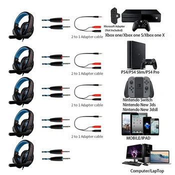 X2 Potlačením Hluku Hráčsky Headset S Mikrofónom, Stereo Bass Počítač Telefón Herné Headset Slúchadlá pre PC a PS4 Xbox Jeden