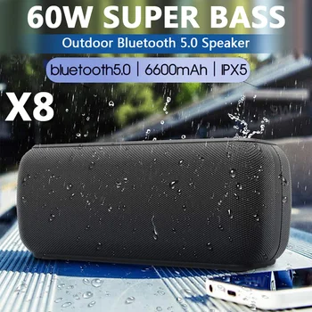 X8 60W Prenosný Bluetooth Reproduktor Vysoký Výkon Vodotesný DSP Basy Stĺpec Vonkajšie Hudobné Centrum TWS Subwoofer, Soundbar Podpora TF
