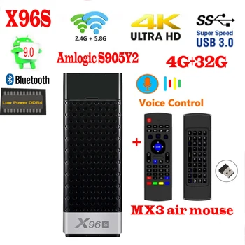 X96S tv stick 4 gb 32 gb voliteľné g30 vzduchu myši Android 9.0 Quad Core Amlogic S905Y2 Wifi Bluetooth 4.2 g00gle obchod