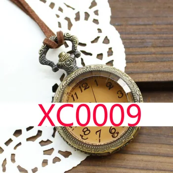 XC0009 PU kožené reťazca s okrúhlym vreckové hodinky