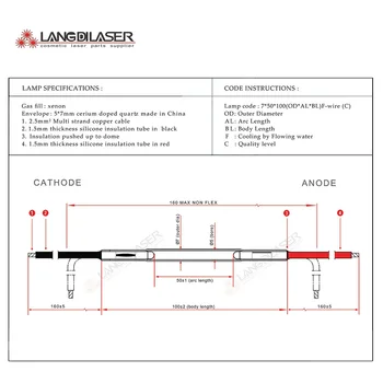 Xenon laser žiarovky : 7*50*100F-drôt , IPL flash Svietidlá pre Čínsky handpiece , ručné kusov opravy IPL lampy
