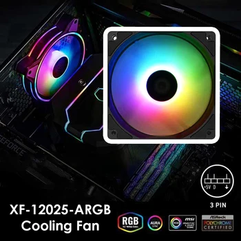 XF-12025-ARGB Adresný RGB PWM Chladiaci Ventilátor Grafickej Karty Vody Chladič Radiátor pre PC Prípade Počítača Vzduchu Chladič