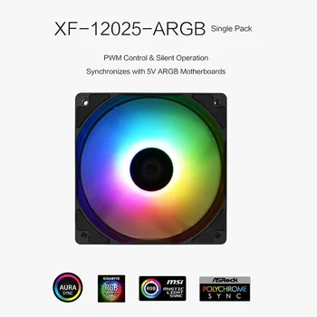 XF-12025-ARGB Adresný RGB PWM Chladiaci Ventilátor Grafickej Karty Vody Chladič Radiátor pre PC Prípade Počítača Vzduchu Chladič