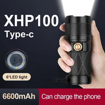 XHP100 najsilnejší Taktické led Baterky baterky vstavanej batérie nabíjateľné lov lantern, flash light XHP 100 pracovať na čítanie