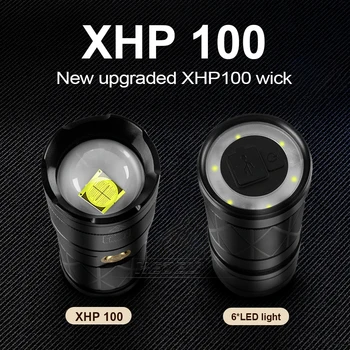 XHP100 najsilnejší Taktické led Baterky baterky vstavanej batérie nabíjateľné lov lantern, flash light XHP 100 pracovať na čítanie