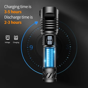 XHP100 najvýkonnejšie LED Baterka Prenosná Ultra svetlé XHP50.2 Horák, USB Nabíjateľné Zoomovateľnom Taktické Svetlo Kempingové svietidlo