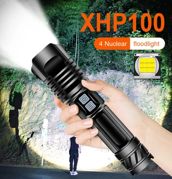 XHP100 najvýkonnejšie LED Baterka Prenosná Ultra svetlé XHP50.2 Horák, USB Nabíjateľné Zoomovateľnom Taktické Svetlo Kempingové svietidlo