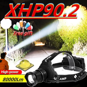 XHP90.2 NOVÉ Led svetlomet Svetlometu najsilnejší 32W hlavy lampy zoom power bank 7800mAh 18650 batérie