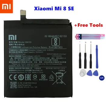 Xiao Mi Originálne Batérie Telefónu BM3D 3020mAh pre Xiao Mi 8 SE Vysoko Kvalitné Náhradné Batérie Maloobchodných Balíkov Bezplatné Nástroje