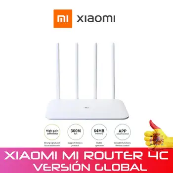 Xiao Mi Router WIFI 4C 64 RAM 300Mbps 2,4 G 802,11 b/g/n 4 band antény bezdrôtových Smerovačov repeater WiFi Mihome