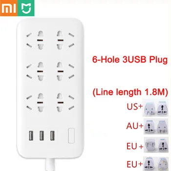 Xiao WIFI Smart Zástrčky Domácnosti Predlžovací Kábel Moc Rada 3/5/6/8 Otvoru USB Rýchle Nabíjanie 2500W 10A 250V