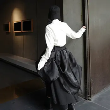 XITAO Black plesové Šaty, Sukne Ženy Voľné Módne Osobnosti Všetkých Zápas 2020 Nové Jeseň Nepravidelný Vysoký Pás Sukne Bohyne ZP2850
