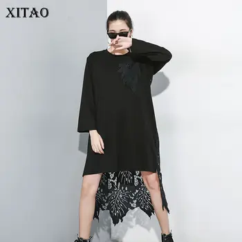 XITAO Patchwork Duté Z Pohľadu Šaty Žien Oblečenie 2019 Módne Nepravidelný Vintage Šaty Pulóver Jeseň Nové GCC1660