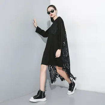 XITAO Patchwork Duté Z Pohľadu Šaty Žien Oblečenie 2019 Módne Nepravidelný Vintage Šaty Pulóver Jeseň Nové GCC1660
