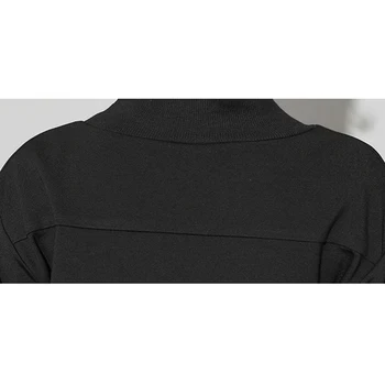 XITAO Vintage Čierna Korytnačka Krku T Shirt Ženy Plus Veľkosť Kawaii Bežné Dlhý Rukáv Nepravidelný Topy kórejské Oblečenie Nové ZLL1177