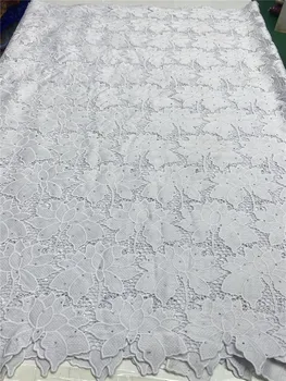 XIYA Čisto Biely Afriky Kábel Čipky Textílie Punč Nigérijský Guipure Rozpustné vo Vode Čipky Tkaniny Pre Strany Odevu, Šitie QF3578B-1