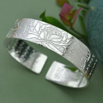 XIYANIKE 925 Sterling Silver Vintage Elegantné Lotosový Kvet Putá Náramok Thai Striebro Náboženské Šperky pre Ženy Veľkosť Nastaviteľné