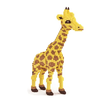 Xizai 8010 Cartoon Žltá Žirafa Stojí voľne Žijúcich Zvierat Pet 3D Model DIY Mini Magické Kvádre, Tehly, Budova Hračka pre Deti, žiadne Okno