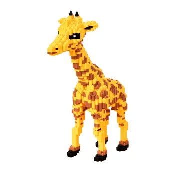 Xizai 8010 Cartoon Žltá Žirafa Stojí voľne Žijúcich Zvierat Pet 3D Model DIY Mini Magické Kvádre, Tehly, Budova Hračka pre Deti, žiadne Okno