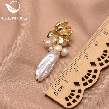 Xlentag Barokový Prírodné Pearl Náušnice Zlaté Lotus Tvarované Náušnice Ženy, Darčeky Ušľachtilý Luxusné Jednoduché Ručné Pearl Šperky GE0984