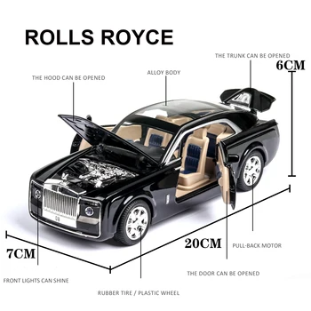 XLG 1:24 diecast vozidiel Royce phantom Zliatiny Model Auta Dvere otvorené, Zvuk, Svetlo, Vytiahnuť Späť Vrátiť Vysokej Simulácia auto Chlapcov, Hračky