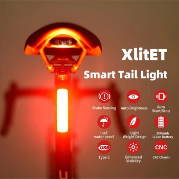 XLITET Horský Bicykel zadné svetlo s USB Nabíjanie Automatické Brzda Snímanie Bicykla Chvost Zadné Svetlo Smart Mount Bezpečnostné LED Cyklistické Flash Lampa