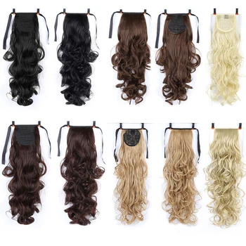 Xnaira Syntetické Predlžovanie Vlasov Clip In Predlžovanie Vlasov Prírodné Blond Čierna Copu Hairpiece Dlhé Kučeravé Šnúrkou Copu