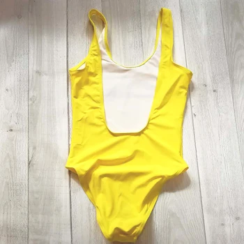 XO SLNIEČKA Žltá jednodielne Plavky Ženy plavky High Cut Pláž Nosiť Kombinézu Plus Veľkosť Jumpsuit Zwarte Zwempak Top