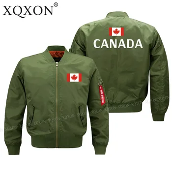 XQXON-Bombardér Bunda Nový Vojenský Pilot Muž Kabáty Bundy Kanada Vlajkou Dizajn Mužov Bundy Top J171