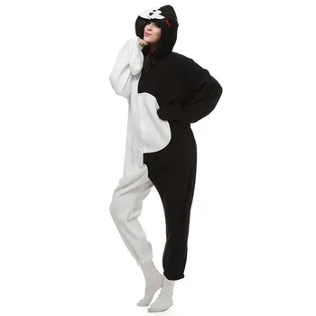 XXL Monokuma Kigurumi Deti Zvierat Onesies Mužov Čierny Medveď, Cosplay Kostým Anime One-Piece Pyžamo Halloween Ženy Sleepwear Vyhovuje