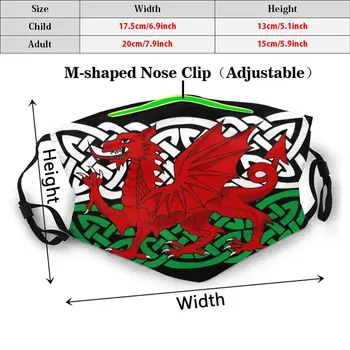 Y Ddraig Goch Zábavné Vytlačiť Opakovane Pm2.467 Filter Masku Na Tvár Waleský Dragon Y Draig Goch Baner Cymru Flag Of Wales Red Dragon