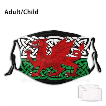 Y Ddraig Goch Zábavné Vytlačiť Opakovane Pm2.467 Filter Masku Na Tvár Waleský Dragon Y Draig Goch Baner Cymru Flag Of Wales Red Dragon