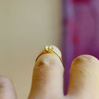 YANHUI Originálne 925 Pevné Strieborné Prstene Nádhernej Zlatej Farby 5,5 mm Zirconia Diamond Snubné Prstene Pre Ženy JR040