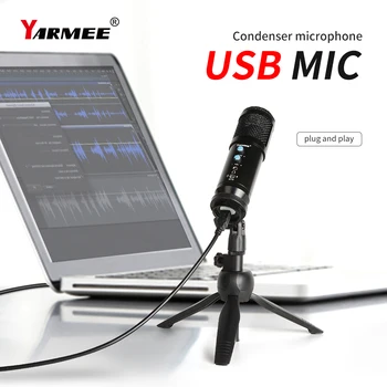 YARMEE USB Kondenzátorových Mikrofónov Hudby Mikrofón Pre Pc S Echo Funkcia Stlmenia YR05