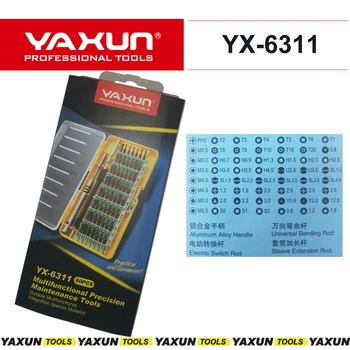 YAXUN NOVÝ 60 v 1 Presnosť Tool Kit 56 Bitov Magnetický Skrutkovač Sada pre Mobilný Telefón, Tablet Kompaktný Opravu, Údržbu