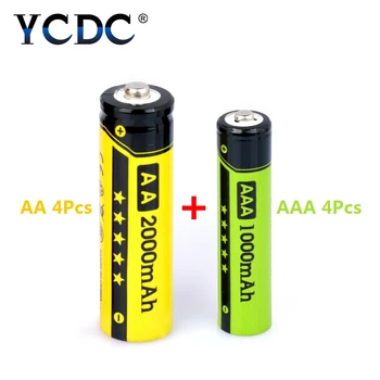 YCDC 8pcs=AA+AAA Nabíjateľné Batérie 1.2 V NI-MH 1000mAh AAA + 2000mAh AA NiMh Batérie s Bunkami Podržte Prípade Box
