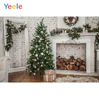 Yeele Tehlovej Steny Vianočné Sviatky Strom palivové Drevo Detská Fotografia v Pozadí Prispôsobené Fotografického Pozadia pre Photo Studio