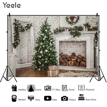 Yeele Tehlovej Steny Vianočné Sviatky Strom palivové Drevo Detská Fotografia v Pozadí Prispôsobené Fotografického Pozadia pre Photo Studio
