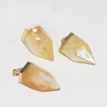 Yellow Crystal Kameň prívesok prírodné femme 2020 veľa Bullet Zlato Spp väčšinu Veľkých aura quartz citrines kamene ženy šperky robiť