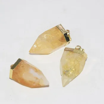 Yellow Crystal Kameň prívesok prírodné femme 2020 veľa Bullet Zlato Spp väčšinu Veľkých aura quartz citrines kamene ženy šperky robiť