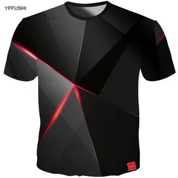 YFFUSHI Muž 3d t shirt Módne Letné tričko Top Streatwear Mužov Cool geometrie Pyramídy 3d Mužov Hip Hop Tees Plus Veľkosť 5XL